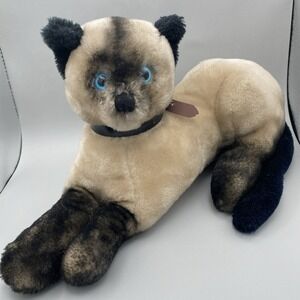 Vintage 1973  Siamese Kitty R Dakin & Co. Plush Stuffed Cat Blue Eyes